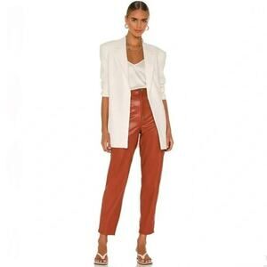 WeWoreWhat Womens Faux Leather Trouser Pants Cognac Dani Boyfriend Size 29